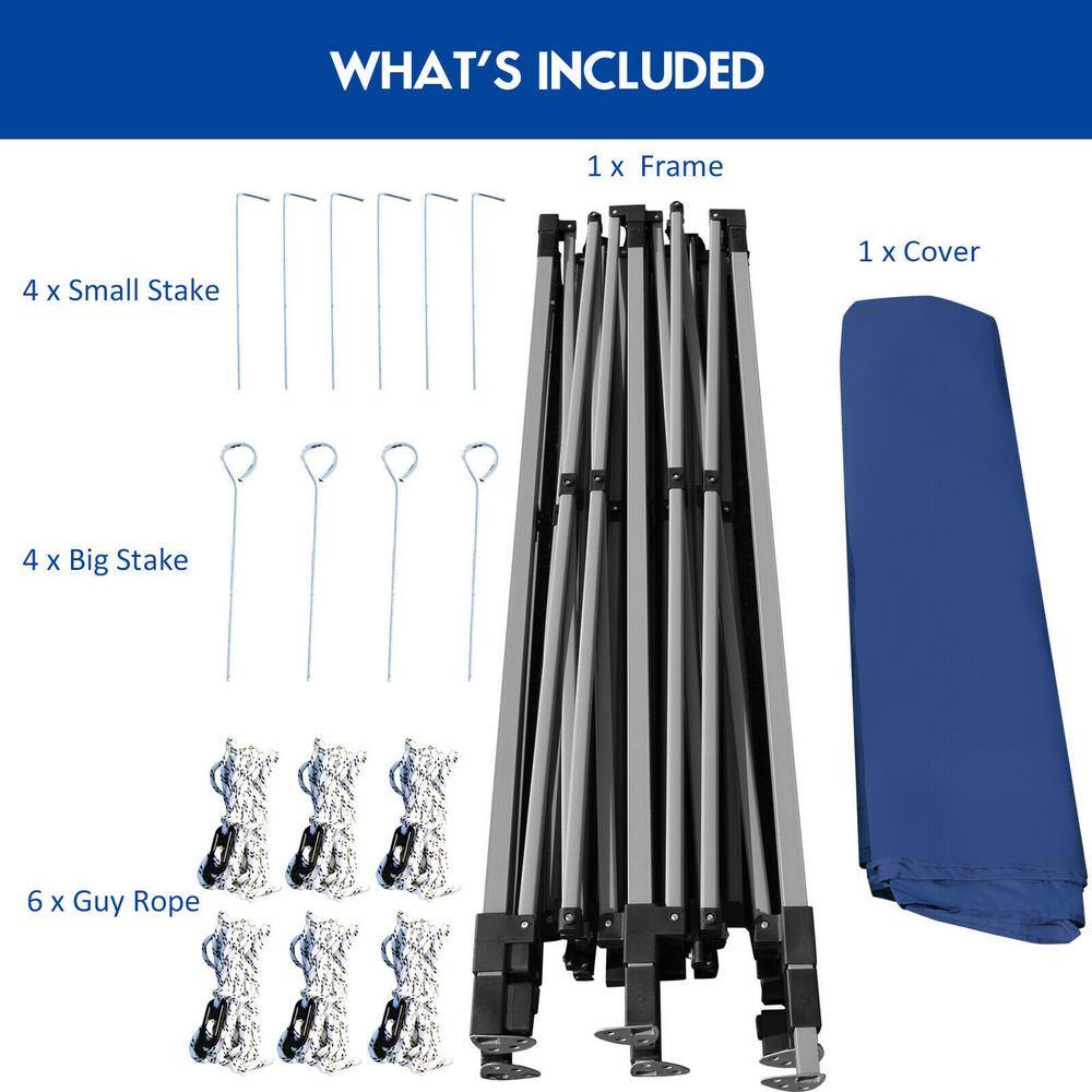 Blue 10' x 20' Adjustable Folding Heavy Duty Sun Shelter with Carry Bag