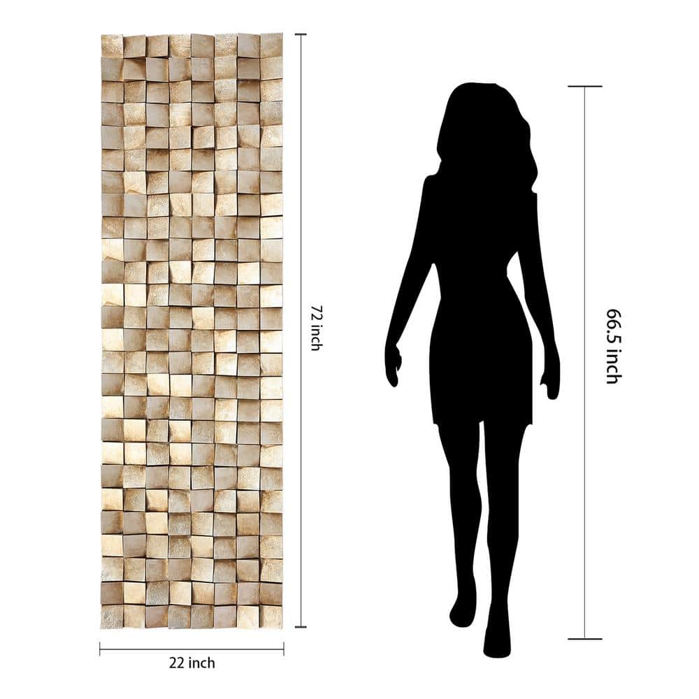 Harvest Light 72" Textured Wooden Block Wall Sculpture