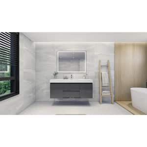 Fortune 60 in. W Bath Vanity in High Gloss Gray with Reinforced Acrylic Vanity Top in White with White Basin