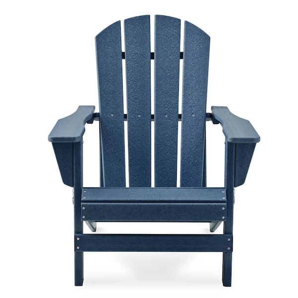 JEAREY Classic Navy Folding Plastic Adirondack Chair (Set of 2)