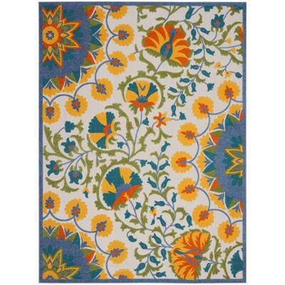 Aloha Multicolor 9 ft. x 12 ft. Floral Modern Indoor/Outdoor Area Rug
