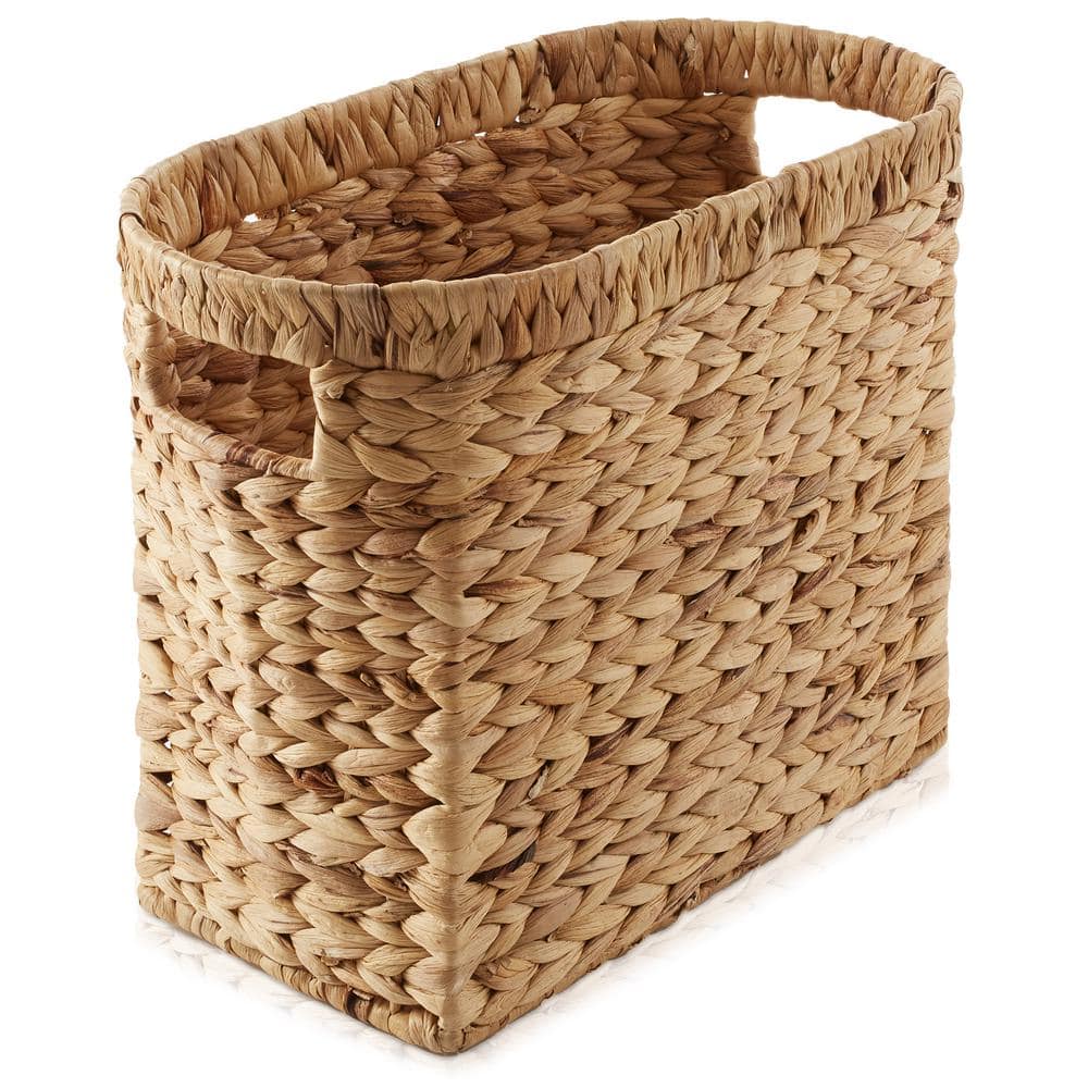 Natural Oval Water Hyacinth Storage Basket with Handles