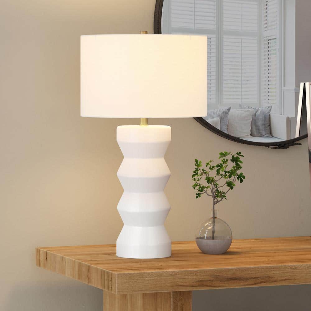 Carlin 26.5" Matte White Ceramic Table Lamp with Alexa Voice Control