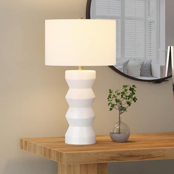 large ribbed ceramic table lamp