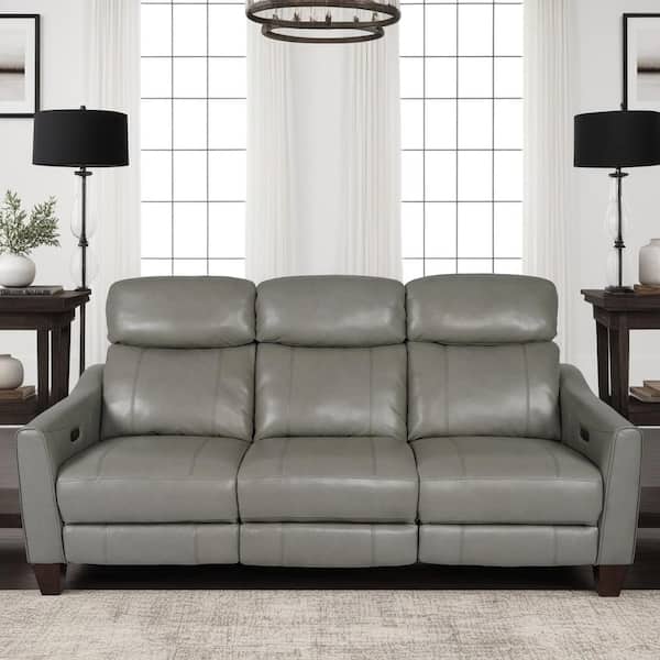 Armen Living Milos 83 in. Straight Arm Leather Contemporary Zero