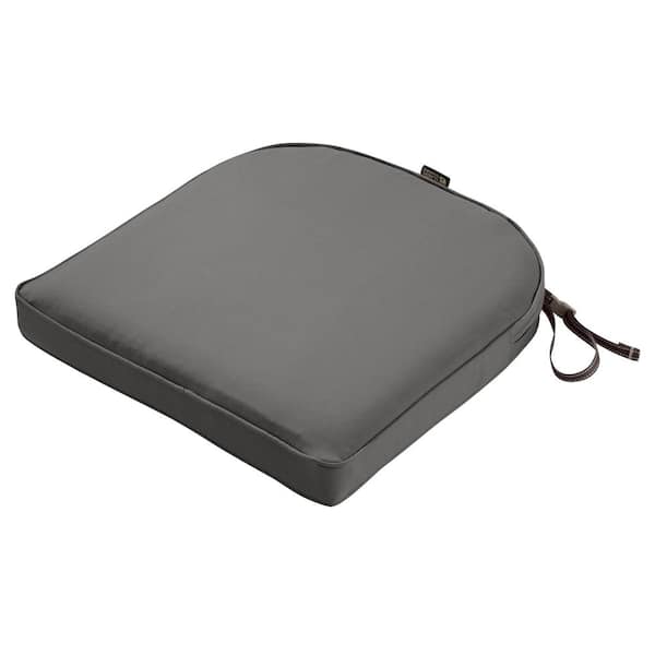 Classic Accessories Montlake Light Charcoal Grey 20 in. W x 20 in. D x 2 in. Thick Rounded Back Square Outdoor Seat Cushion