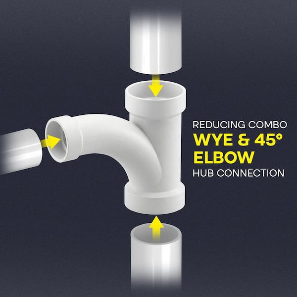 PLUMBFLEX 2 in. x 1-1/2 in. Rigid PVC DWV Wye & 1/8 Bend 45° Elbow