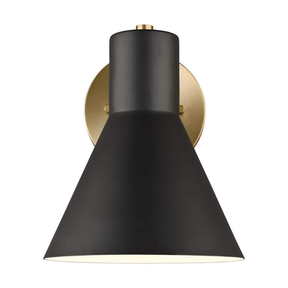 Satin Brass and Black Steel Dimmable LED Wall Sconce