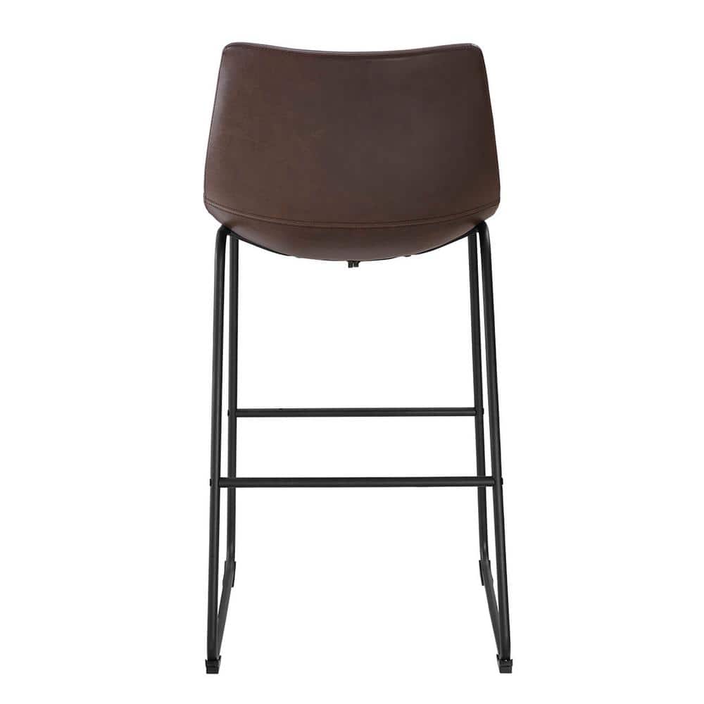 Modern 26" Brown Faux Leather Counter Stool with Metal Legs