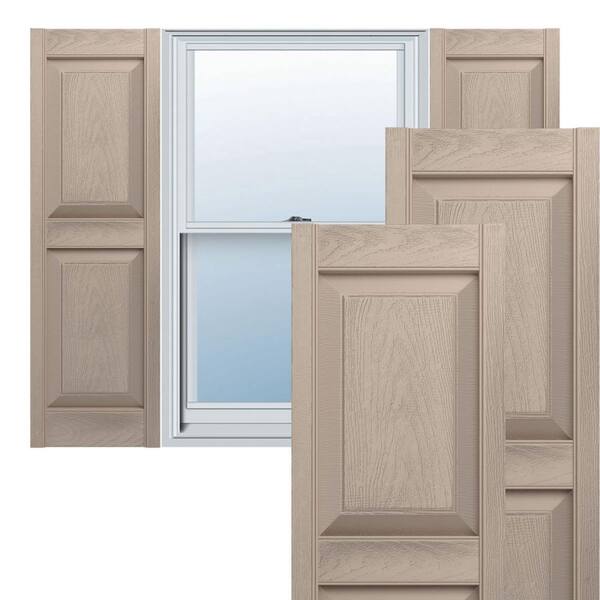 Builders Edge 14.75 in. W x 68 in. H TailorMade Two Equal Panels, Raised Panel Shutters - Wicker
