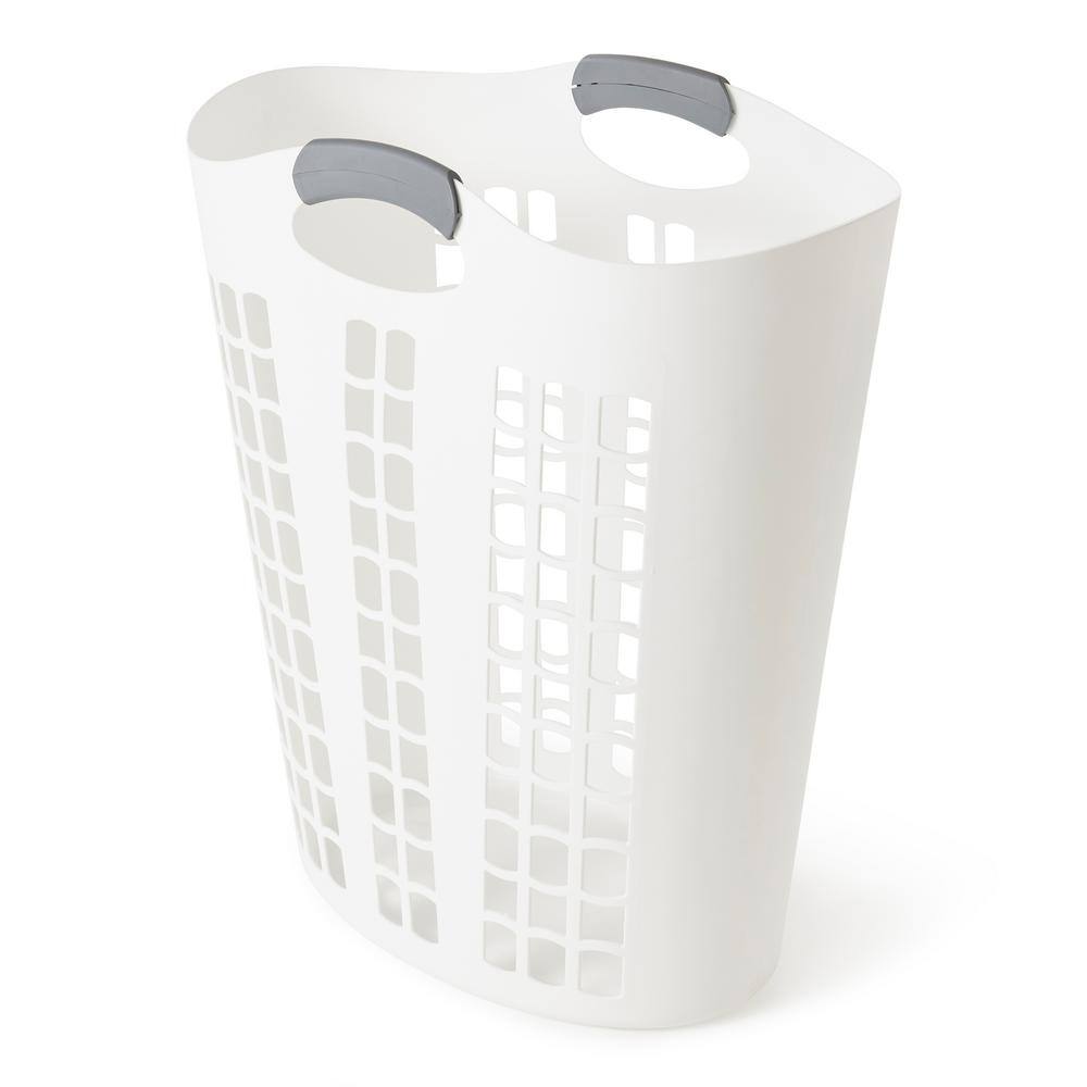 White Stackable Plastic Ventilated Upright Laundry Hamper, 26"
