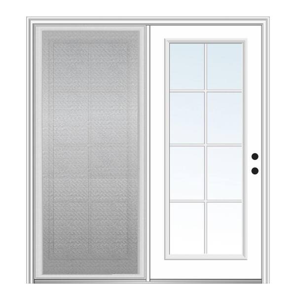 MMI DOOR 64 in. x 80 in. Full Lite Primed Steel Stationary Patio Glass Door Panel with Screen