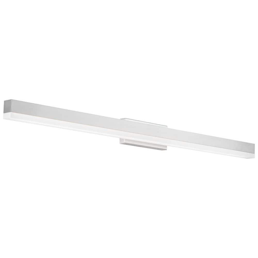 Brushed Aluminum Dimmable LED Bath Bar with Clear Glass