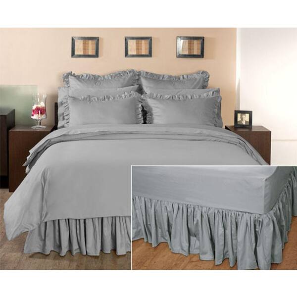 Unbranded Ruffled Grant Gray Twin Bedskirt