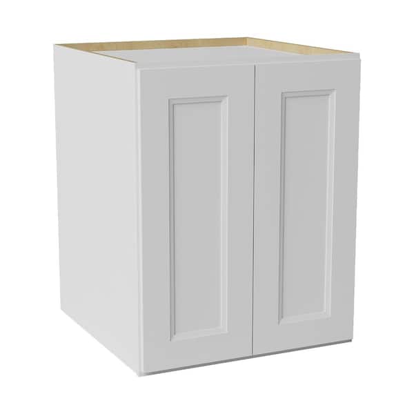 24 in. W x 24 in. D x 30 in. H Ready to Assemble Double Shaker Pantry Kitchen Cabinet in Newport White
