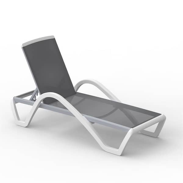 GAWEZA Aluminum Adjustable Stackable Outdoor Chaise Lounge in Gray Seat Outdoor Armchair