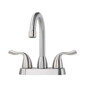 4 in. Centerset Double Handle High Arc Bathroom Sink Faucet In Brushed Nickel