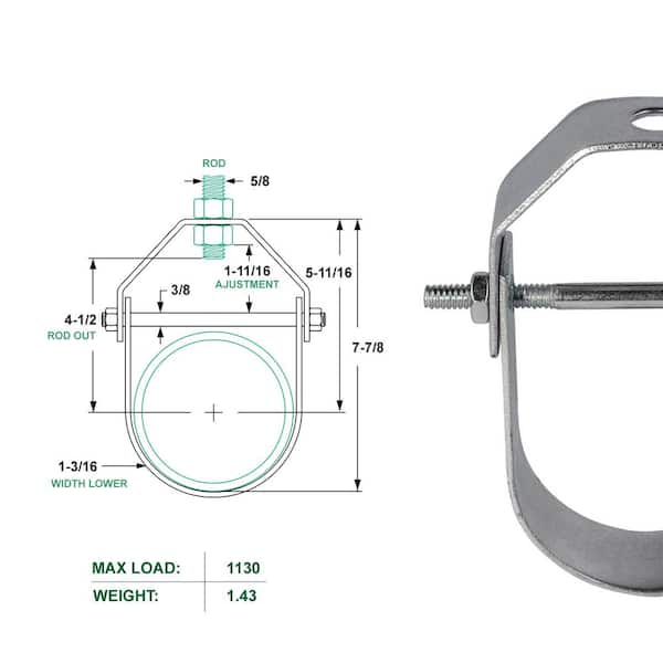 CMI Inc - Clevis Hanger Standard Zinc Steel Pipe Swing Hanger For 4 Inch Galvanized Pipe Light Duty Zinc Plated Pipe Support Bracket Pipe Hanger Strap With Clevis Pin For Overhead Pipe 5 Pack
