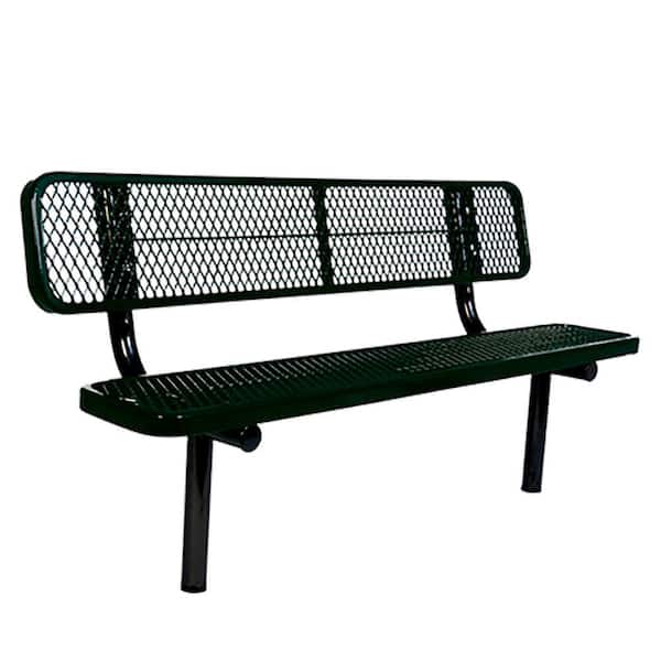 Unbranded In-Ground 6 ft. Black Diamond Commercial Park Bench with Back