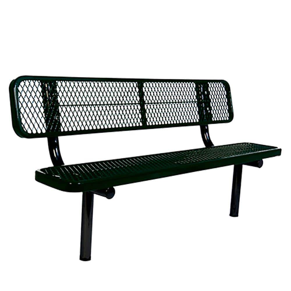 Inground Mount, 8 ft. Black, Diamond, Commercial Park Bench with Back