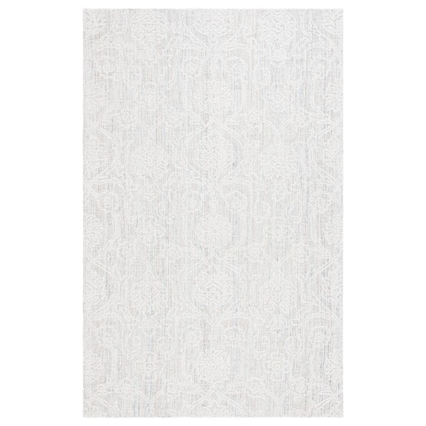 SAFAVIEH Ebony Teal/Ivory 5 ft. x 8 ft. Botanical Area Rug