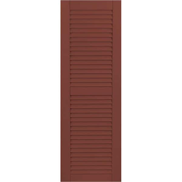 Ekena Millwork 12 in. x 30 in. Exterior Composite Louvered Shutters (Per Pair), Country Redwood