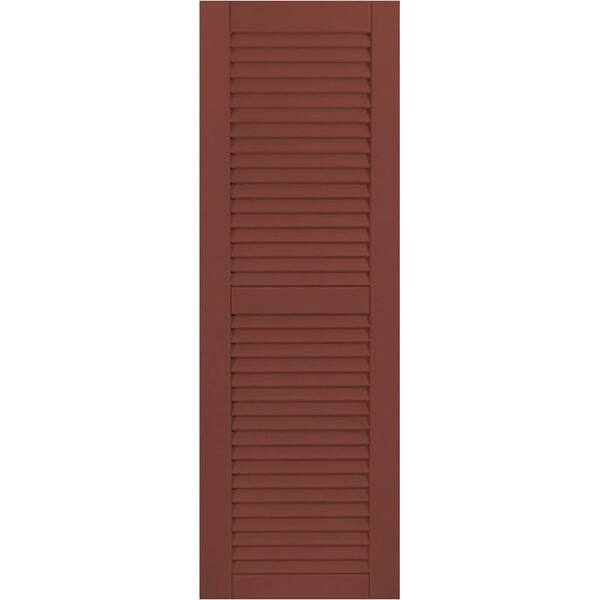 Ekena Millwork 12 in. x 34 in. Exterior Composite Louvered Shutters (Per Pair), Country Redwood