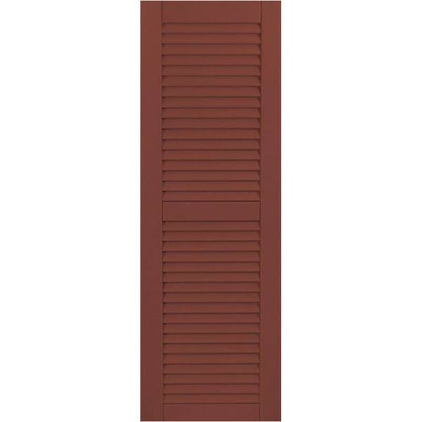 Ekena Millwork 12 in. x 72 in. Exterior Composite Louvered Shutters (Per Pair), Country Redwood