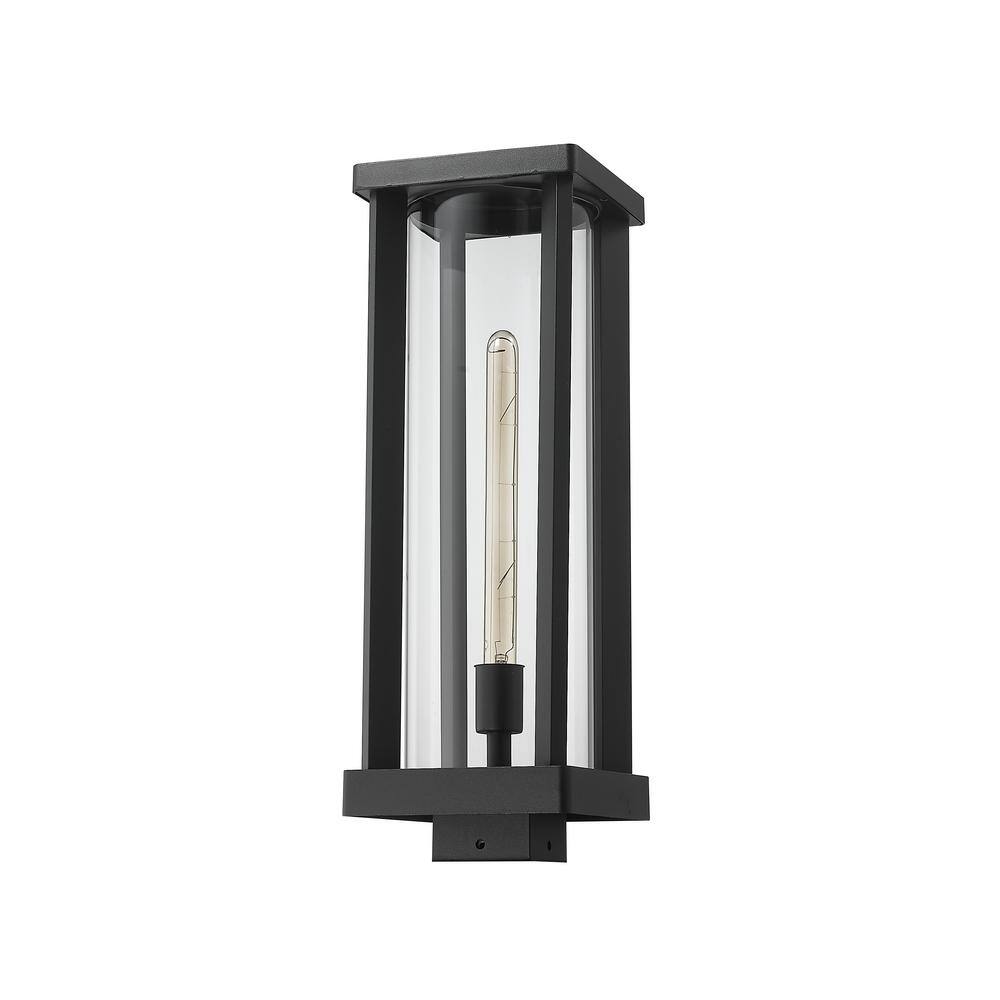 Glenwood Black Aluminum and Glass Outdoor Post Light