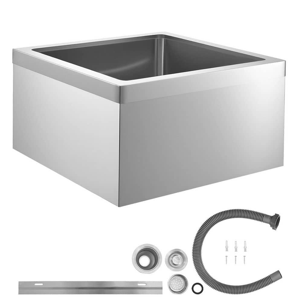 15 Gal. s 24.02 in. D x 24.02 in. W Floor Mount with Wall Mount Bracket Mop Sink Stainless Steel With 3-in-1 Filter price history on PriceWatchPro