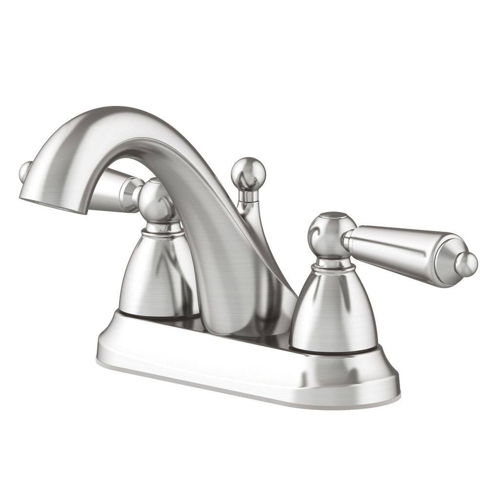 Glacier Bay Teapot 4 in. Centerset DoubleHandle Bathroom Faucet in Brushed Nickel HD67623W6204