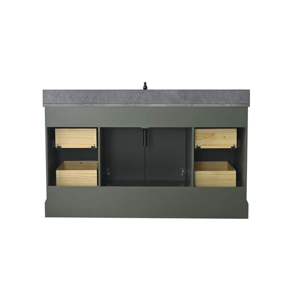 Vintage Green 60" Single Sink Bathroom Vanity with Stone Top
