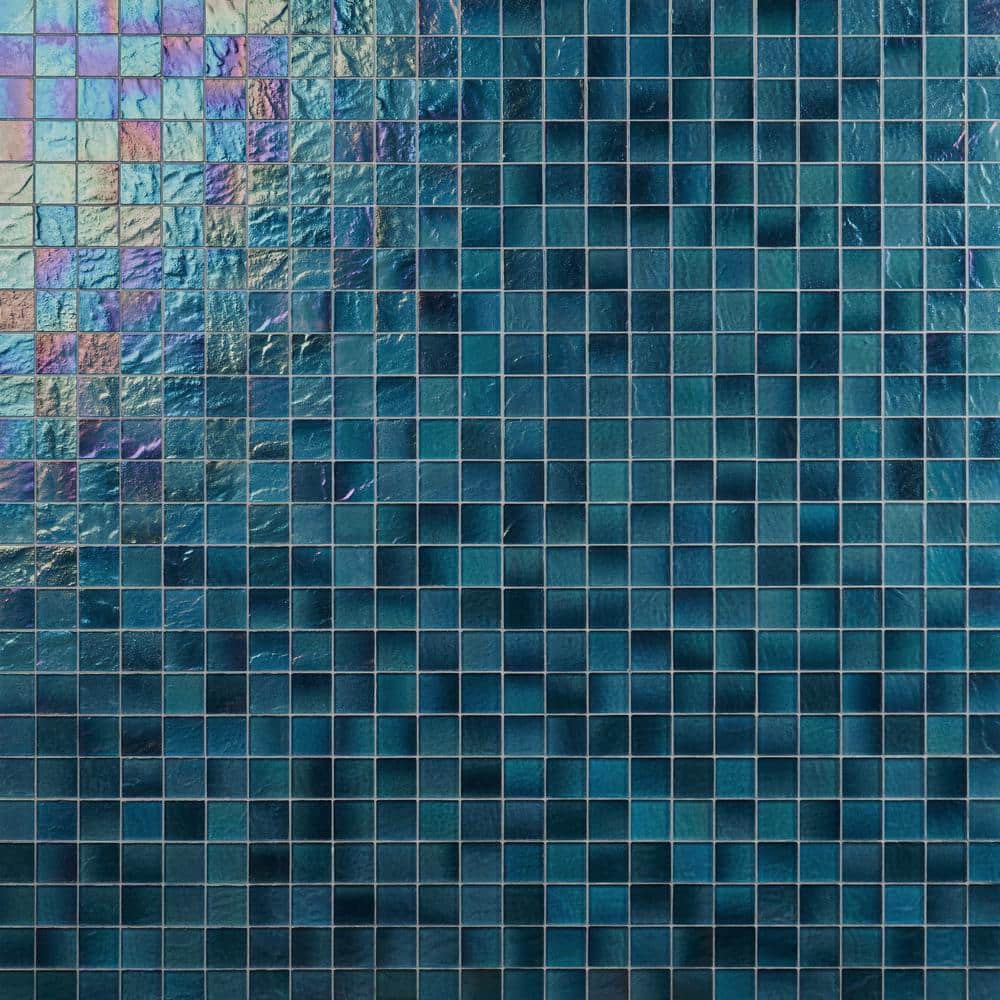 Shallows Blue Iridescent Glass Mosaic Wall Tile
