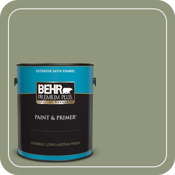 BEHR PREMIUM PLUS 1 gal. #ECC-63-1 Autumn Sage Satin Enamel Exterior Paint & Primer