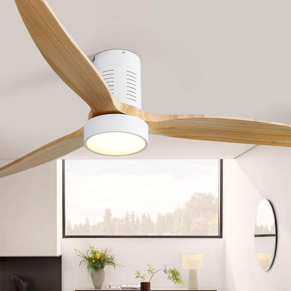 52 in. Indoor/Outdoor White Ceiling Fan Integrated LED with Light Kit and Remote Control