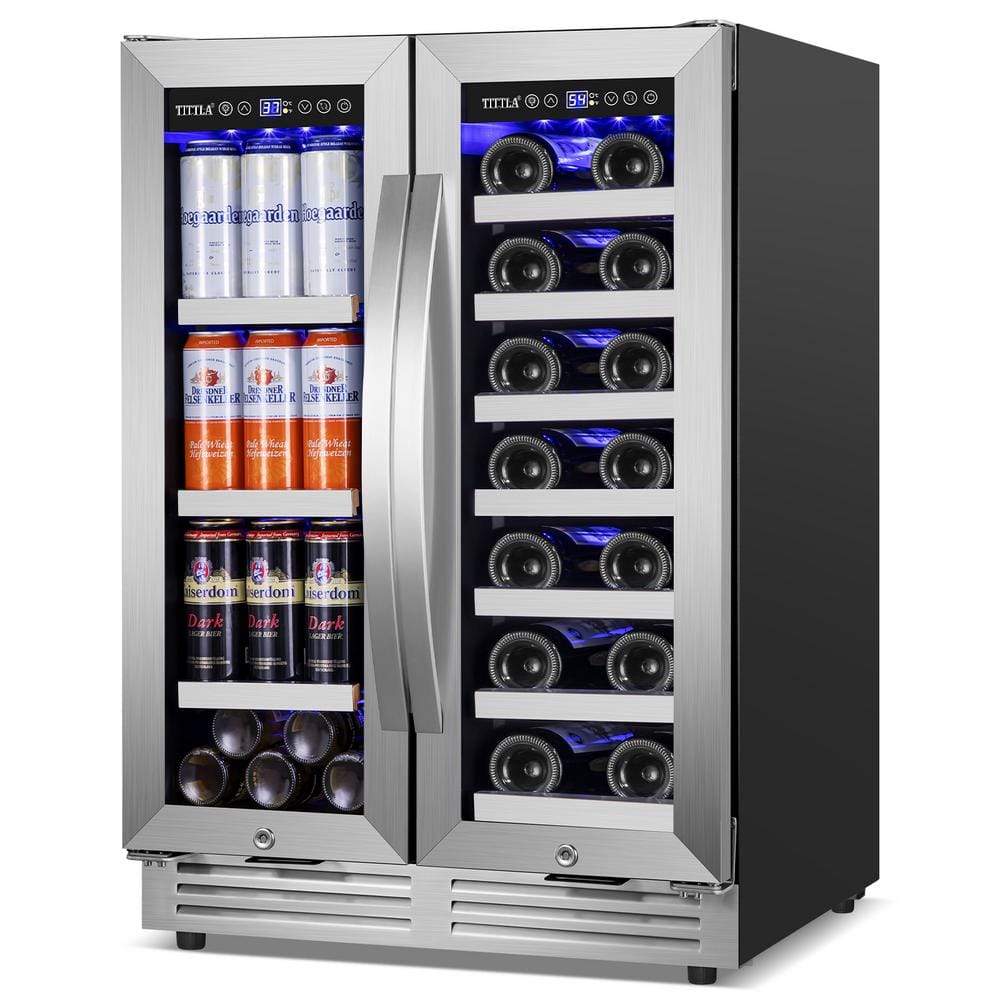 24" Stainless Steel Dual Zone Wine and Beverage Refrigerator