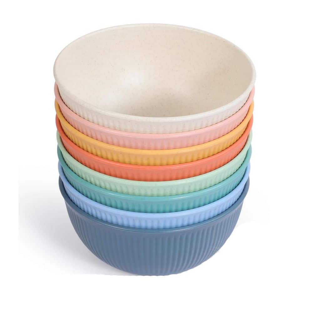 Anqtovp 24oz Multi Color Wheat Straw Fiber Bowls Unbreakable