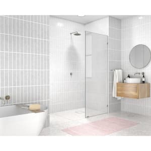32 in. x 78 in. Frameless Fixed Shower Door in Brushed Nickel without Handle