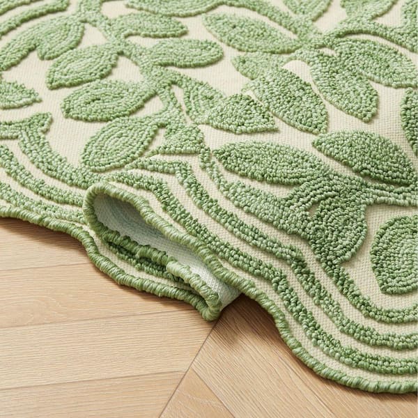 Laura Ashley Leaf Vine 2 ft. x 5 ft. Sage Green Floral Area Rug