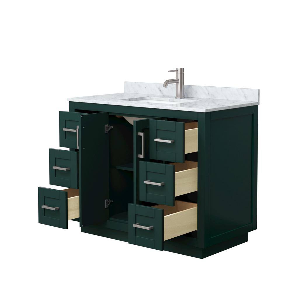 Miranda Green 42'' Freestanding Bathroom Vanity with White Carrara Marble Top