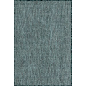 Outdoor Solid Teal 4' 0 x 6' 0 Area Rug