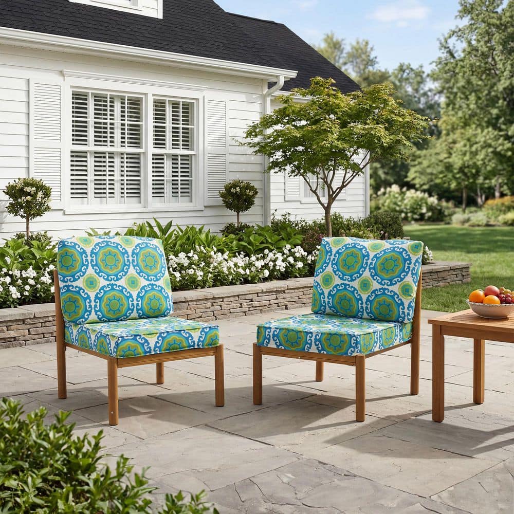 Outdoor Metal Patio Chairs with Removable Cushions (2-Pack), Geometric Print price history on PriceWatchPro