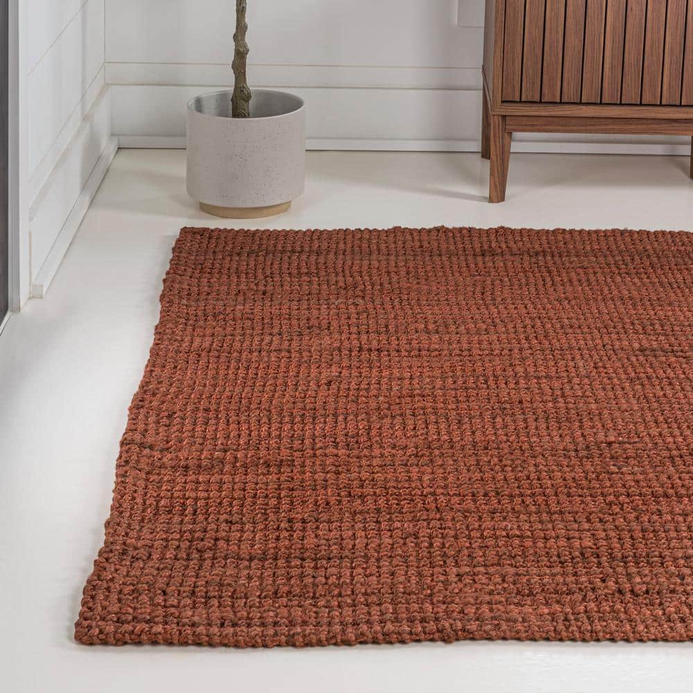 Handwoven Chunky Jute Terracotta Rectangular 3 x 5 Area Rug