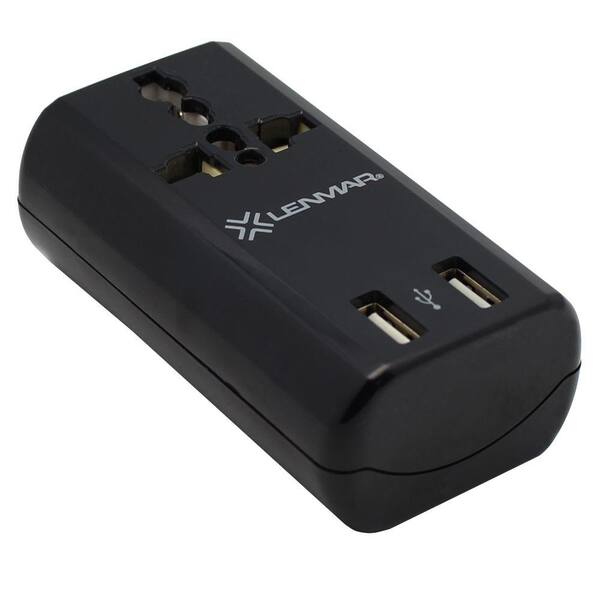 Lenmar 10 Amp 240-Volt Ultra Compact All-In-One Travel Adapter with USB Port - Black