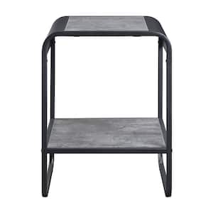 Raziela 16 in. Concrete Gray and Black Rectangle End Table With Particle Board