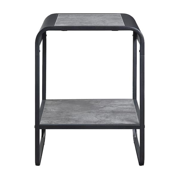 Acme Furniture Raziela 16 in. Concrete Gray and Black Rectangle End Table With Particle Board