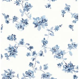 Cyrus Blue Floral Paper Strippable Roll (Covers 56.4 sq. ft.)