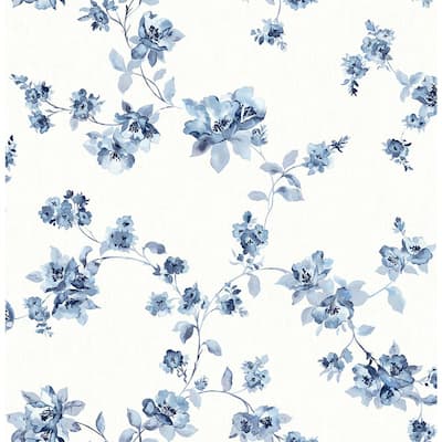 Floral Blue Wallpaper Home Decor The Home Depot