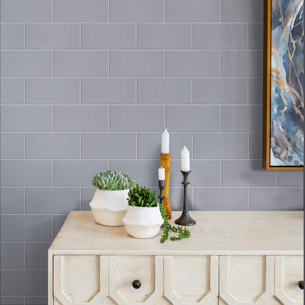 Projectos Stone Grey 3-7/8 in. x 7-3/4 in. Ceramic Floor and Wall Tile (11.0 sq. ft./Case)