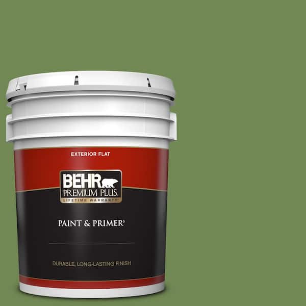 BEHR PREMIUM PLUS 5 gal. #M370-6 Snip of Parsley Flat Exterior Paint & Primer